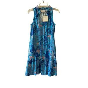 Pappgallo Azure Blue Ocean Design NWT Sleeveless Pocket Dress Size XS